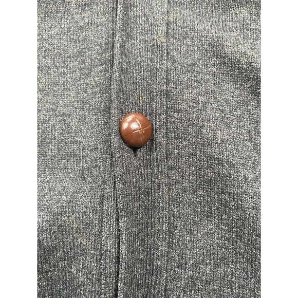 Vintage LL Bean Cardigan Sweater Men’s L Lambswool Braided Leather Buttons - Picture 4 of 11